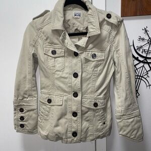 Women's Converse One Star Khaki Jacket Button Front‎ Small Cute